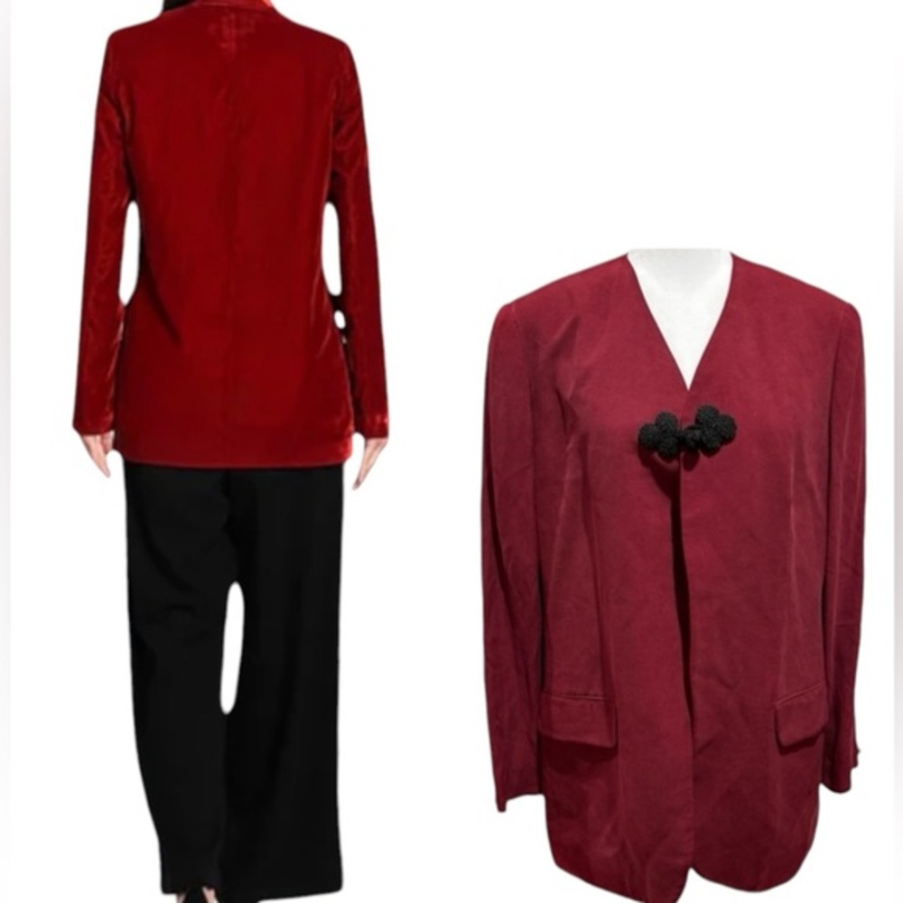TRACY REESE MAGASCHONI QUIET LUXURY OLD MONEY SILK RED Vintage BLAZER 12